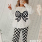 Racing Coquette Bow Faux Embroidery Sequin - DTF
