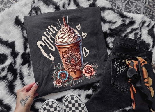 Coffee traditional tattoo floral - DTF