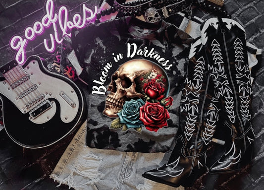 Bloom in darkness skeleton floral - DTF