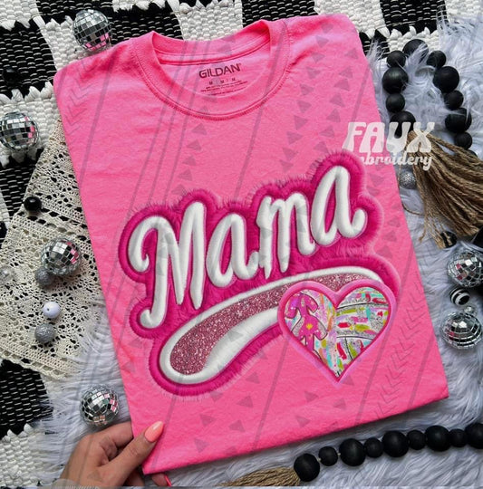 Pink Varsity Mama Baseball And Volleyball - DTF