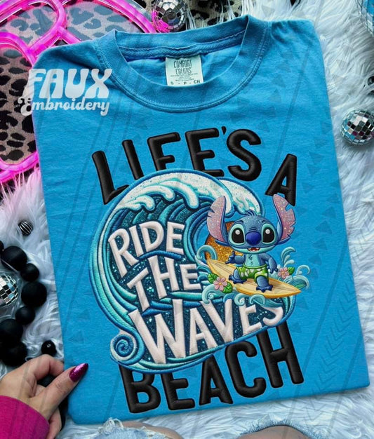 Ride The Waves Faux Embroidery - DTF