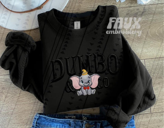 Dumbo And Co Faux Embroidery Blk - DTF