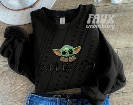 Yoda And Co Faux Embroidery Blk - DTF