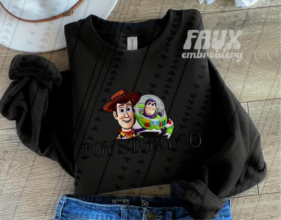 Toy Story And Co Faux Embroidery Blk - DTF