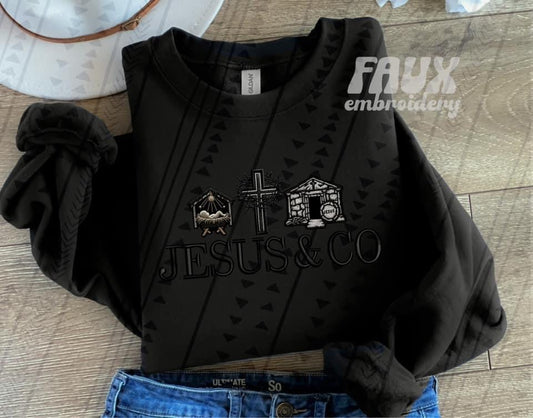 Jesus And Co Faux Embroidery Blk - DTF