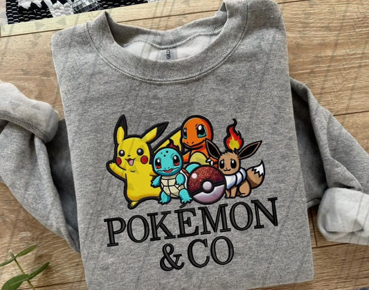 Pokemon And Co Faux Embroidery Blk - DTF