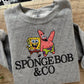 Spongebob And Co Faux Embroidery Blk - DTF