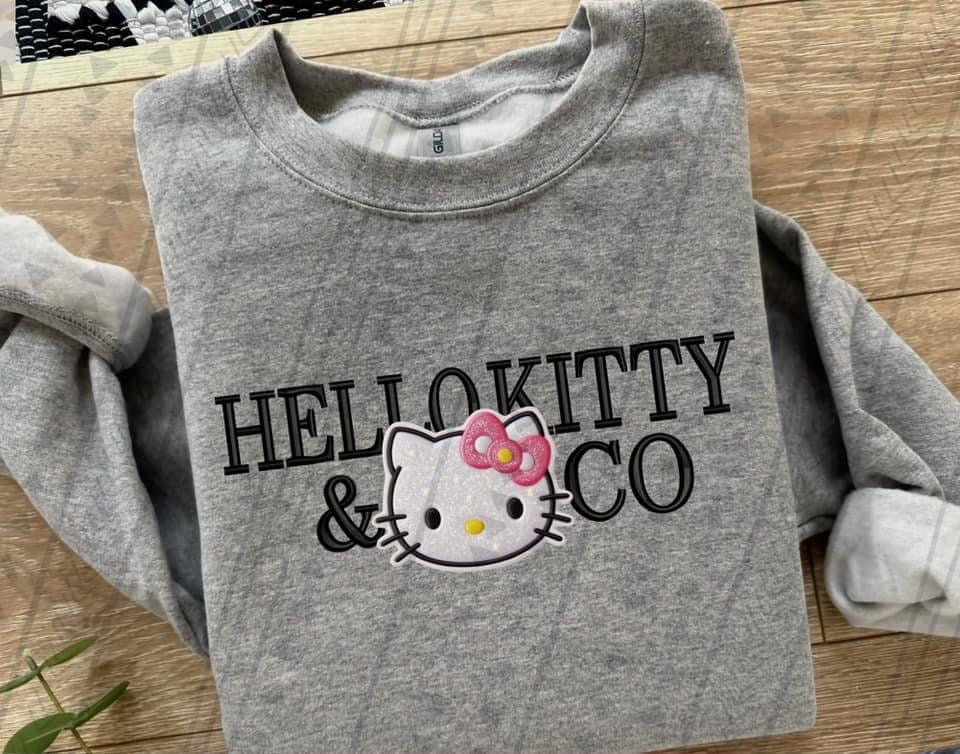 Hello Kitty And Co Faux Embroidery Blk - DTF