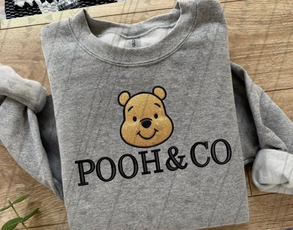 Pooh And Co Faux Embroidery Blk - DTF