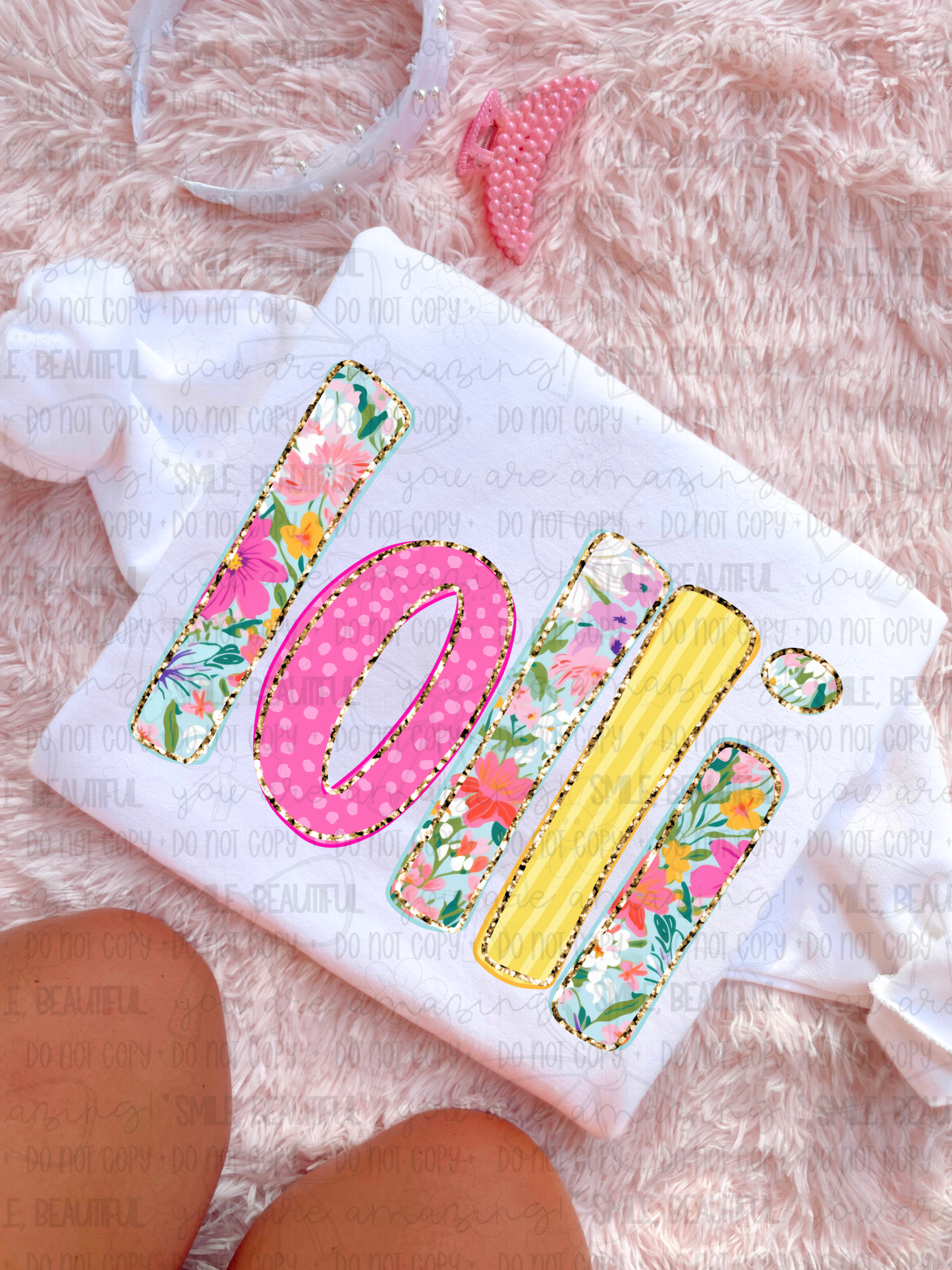Floral lolli no bow gold outline- DTF&UV