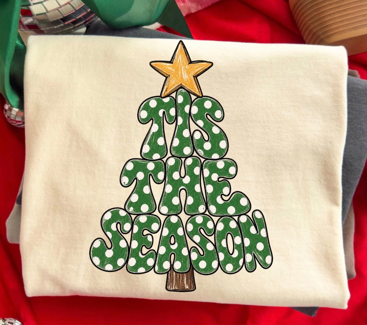 Tis the season green polka dots- DTF DEAL