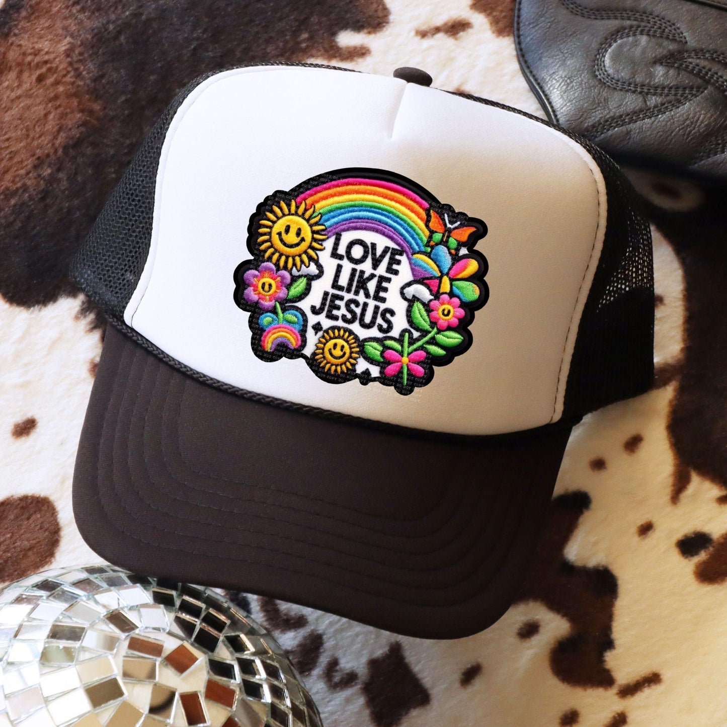 Love Like Jesus Rainbow Faux Hat Patch - DTF