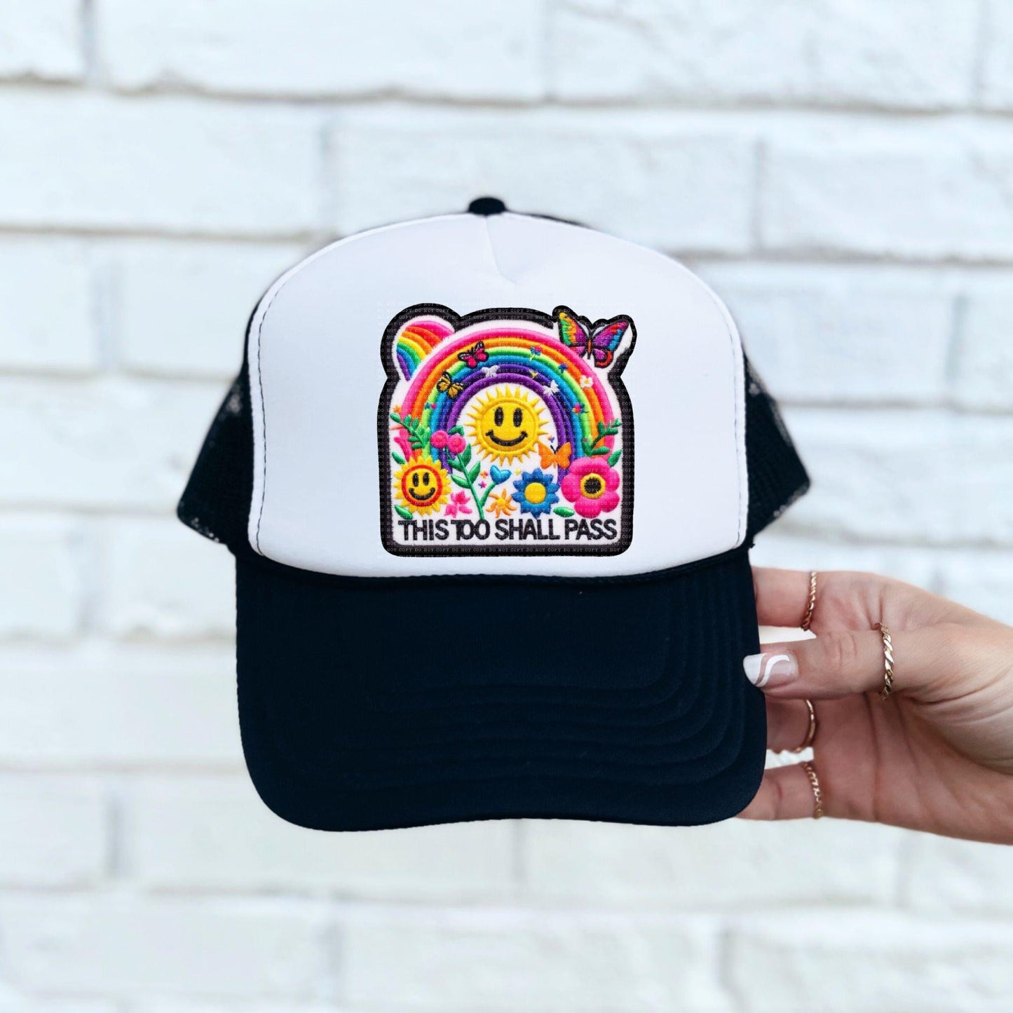 This Too Shall Pass Rainbow Faux Hat Patch - DTF