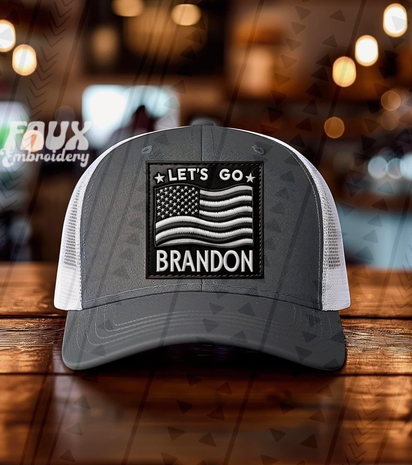 Let’s Go Brandon Blk/Wht Faux Hat Patch - DTF