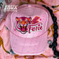 Fierce Tiger pink Faux Hat Patch - DTF