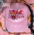 Fierce Tiger pink Faux Hat Patch - DTF