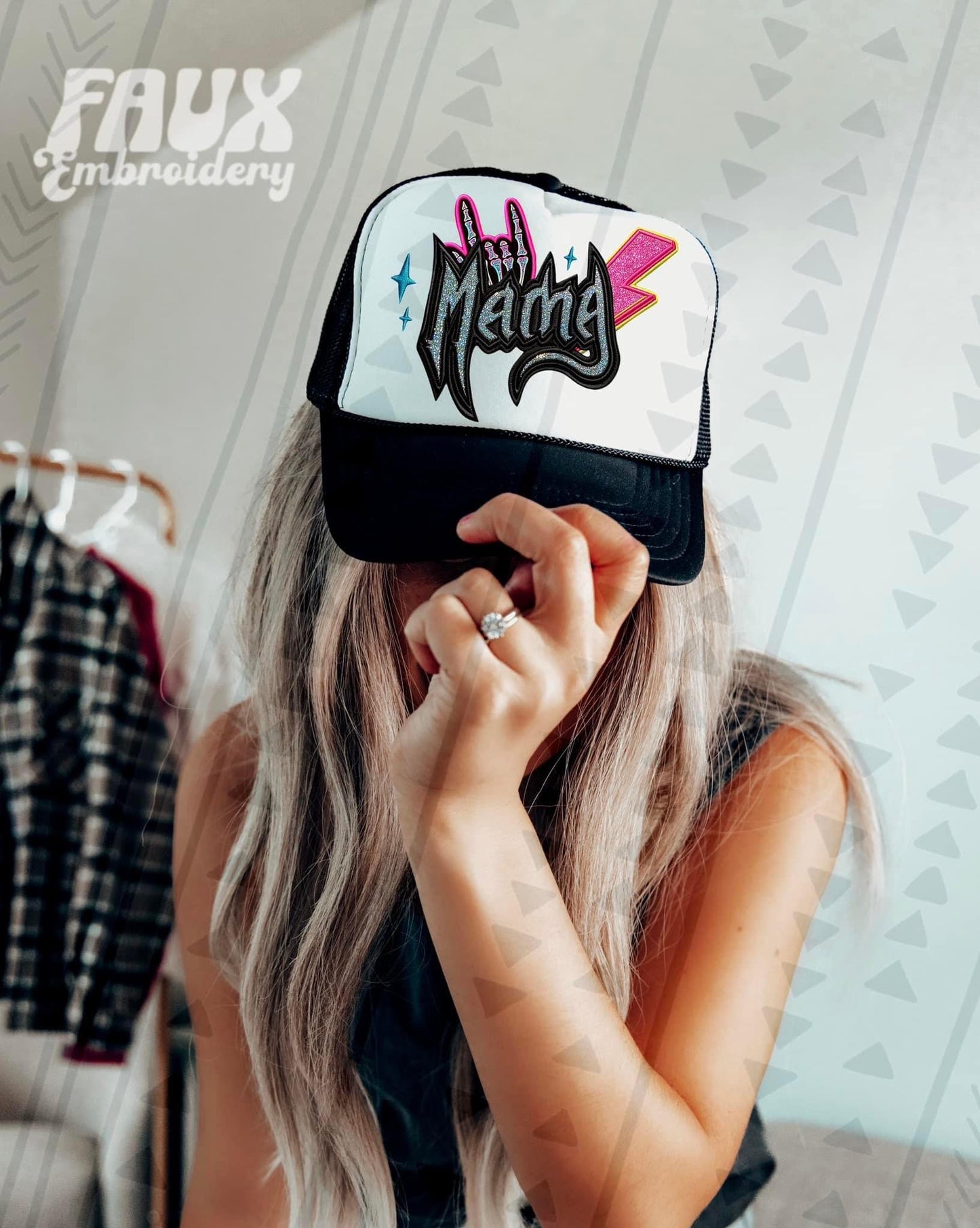 Rocker mama Faux Hat Patch - DTF