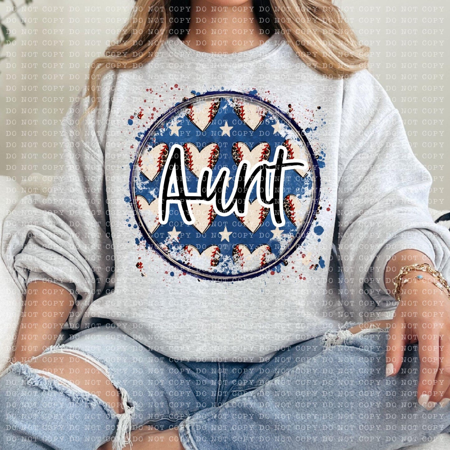 Aunt Leopard Baseball Heart Background -DTF