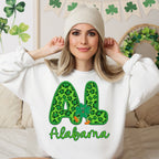 Shamrock Leopard Faux Embroidery States (ALL STATES)-DTF