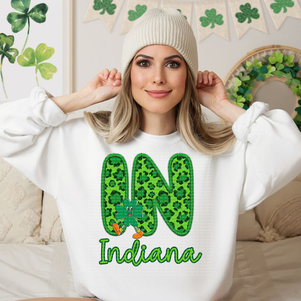 Shamrock Leopard Faux Embroidery States (ALL STATES)-DTF