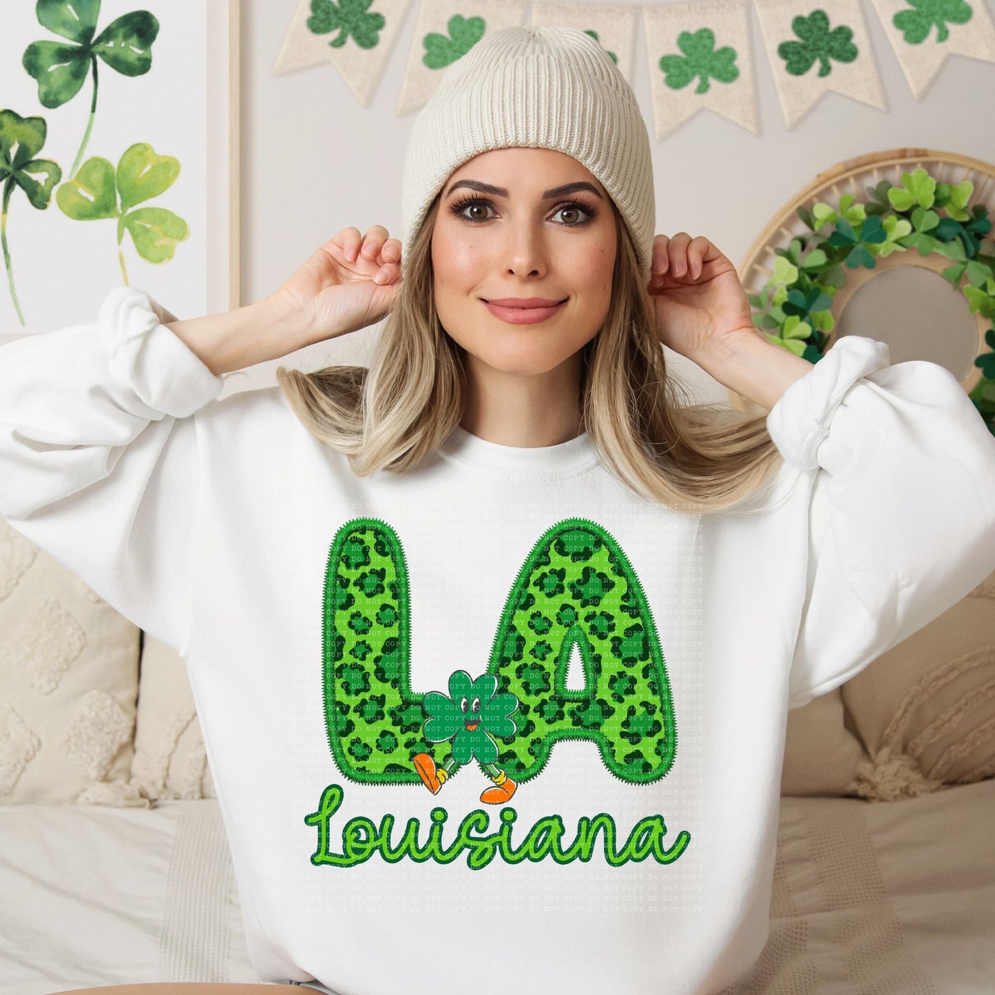 Shamrock Leopard Faux Embroidery States (ALL STATES)-DTF