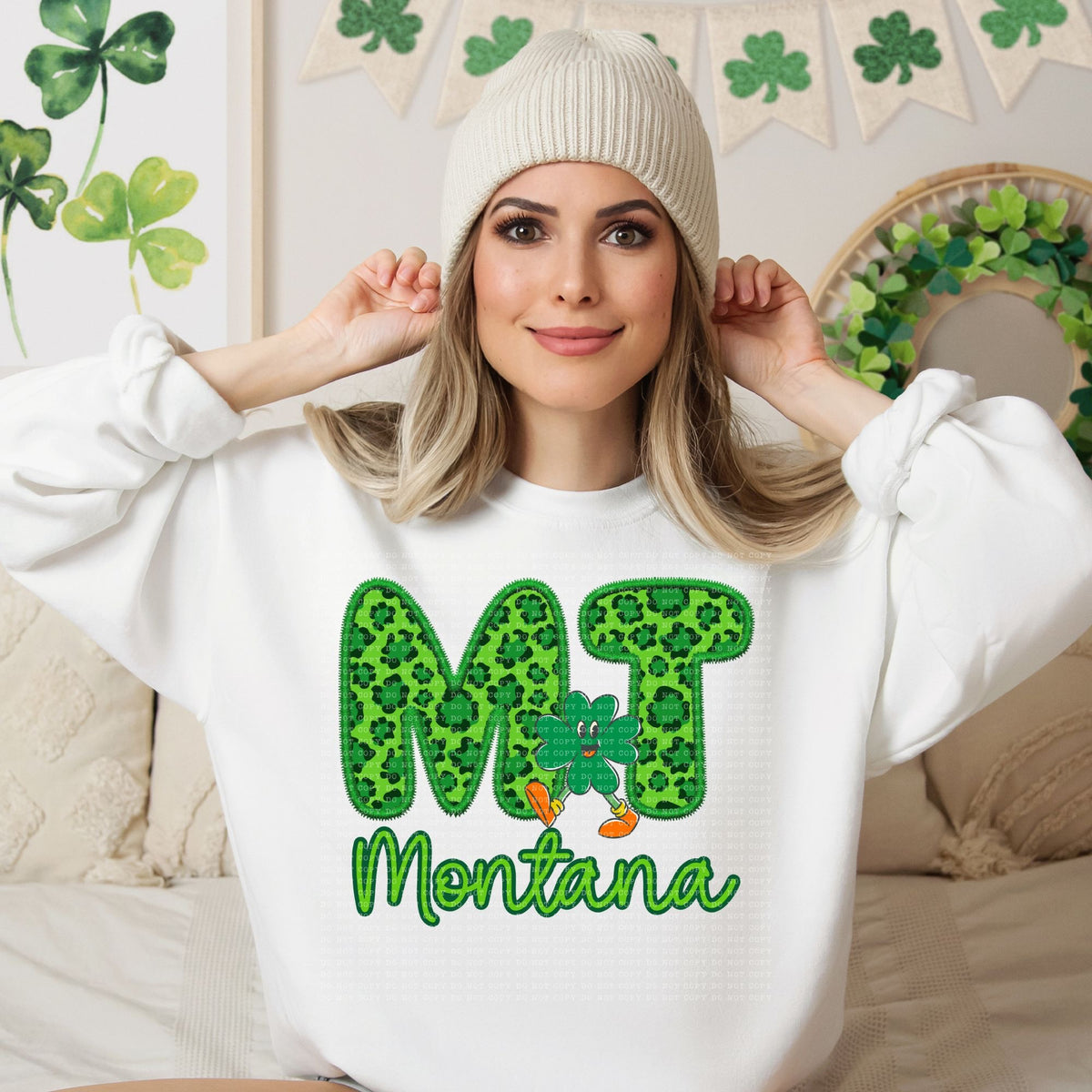 Shamrock Leopard Faux Embroidery States (ALL STATES)-DTF