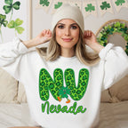 Shamrock Leopard Faux Embroidery States (ALL STATES)-DTF