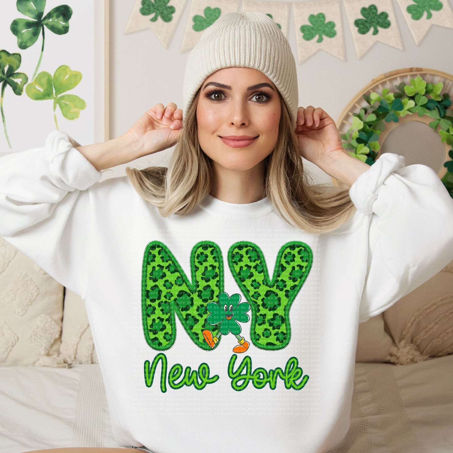 Shamrock Leopard Faux Embroidery States (ALL STATES)-DTF