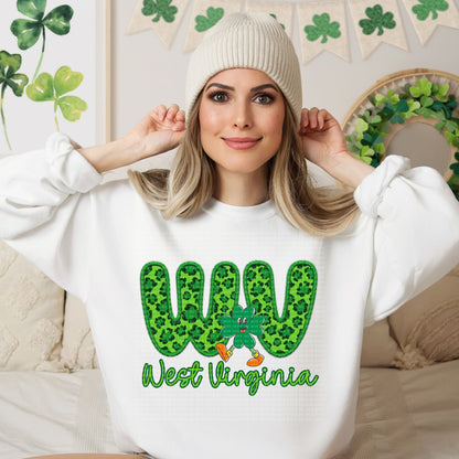 Shamrock Leopard Faux Embroidery States (ALL STATES)-DTF
