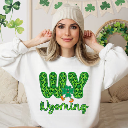 Shamrock Leopard Faux Embroidery States (ALL STATES)-DTF