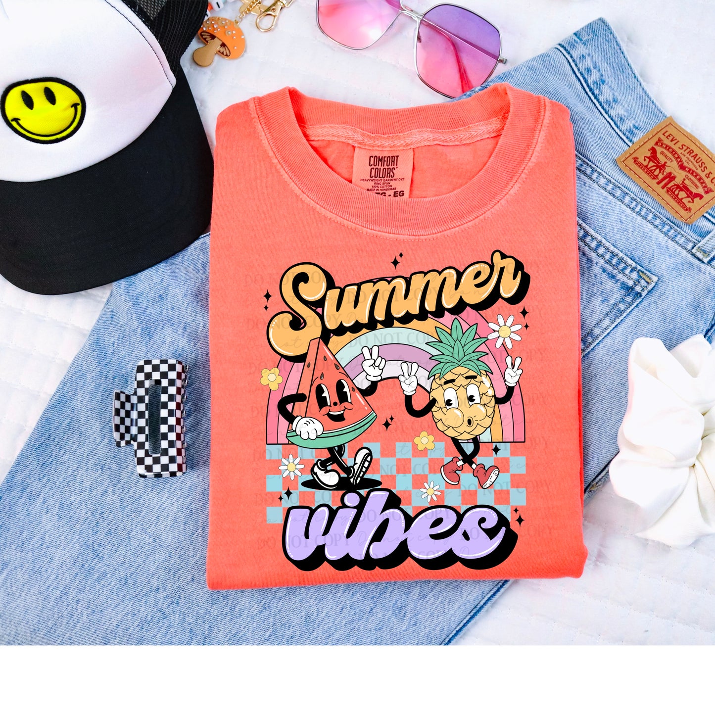 Summer Vibes watermelon pineapple characters - DTF