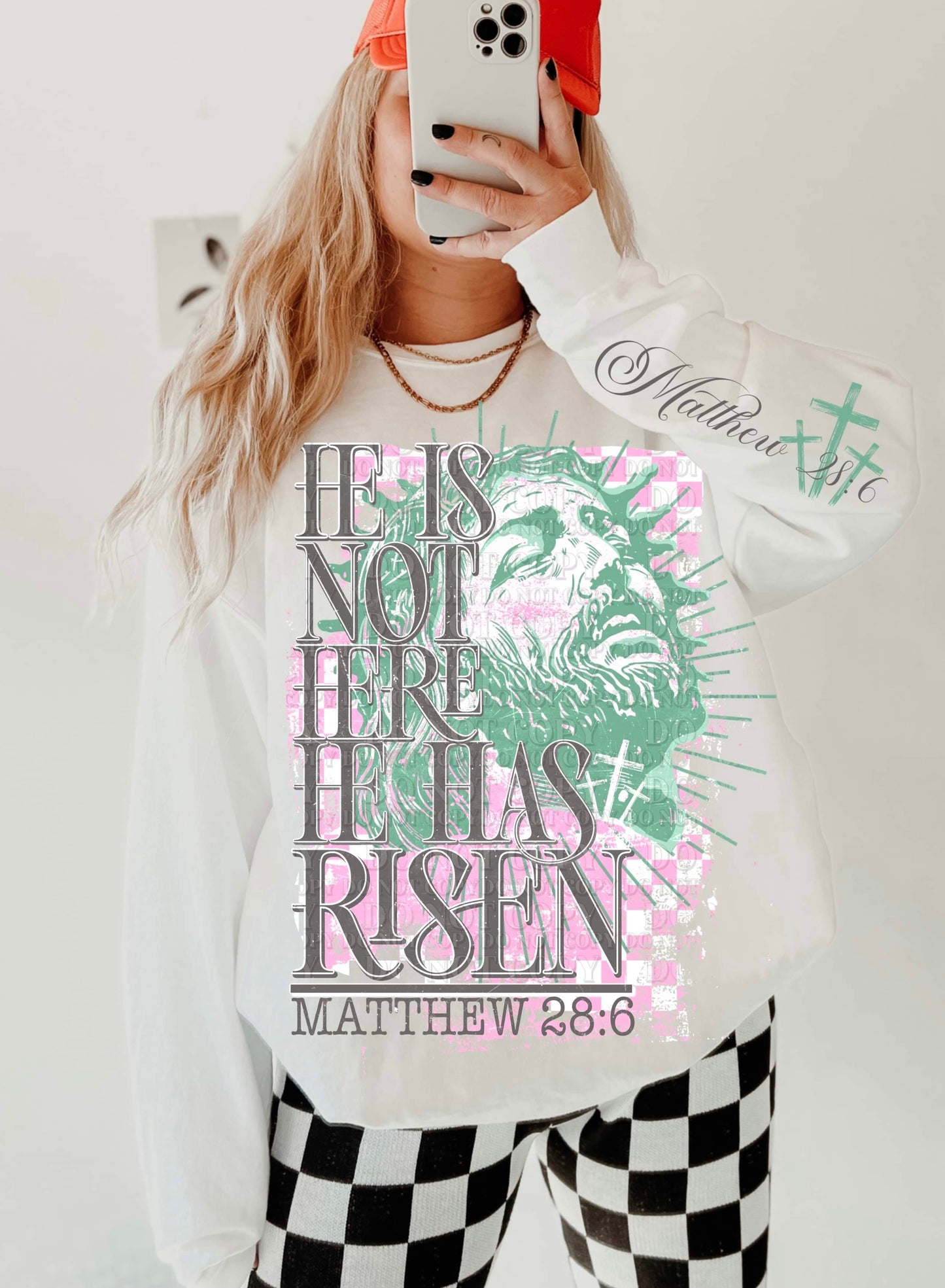 He Is Not Here He Is Risen (FRONT OF SHIRT & SLEEVE COMBO)-DTF