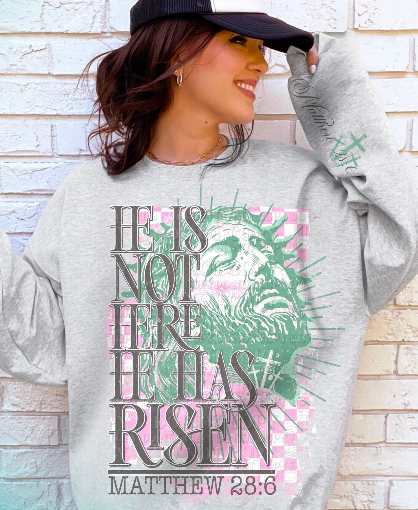 He Is Not Here He Is Risen (FRONT OF SHIRT & SLEEVE COMBO)-DTF