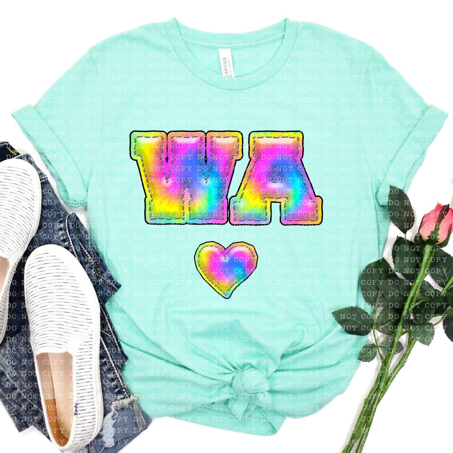 Tie Dye Faux Stitch States (ALL STATES)-DTF