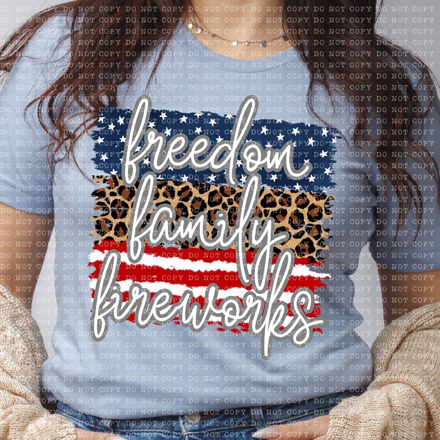 Freedom Family Fireworks Leopard Flag - DTF