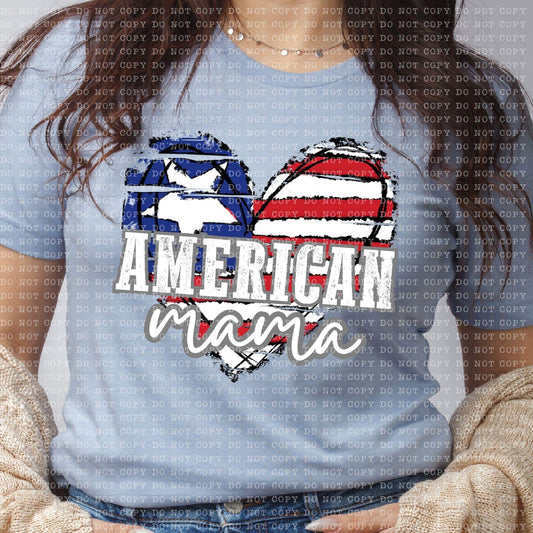 American Mama Flag Heart - DTF