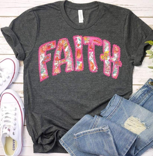Faith Floral Faux Hand Stitch - DTF