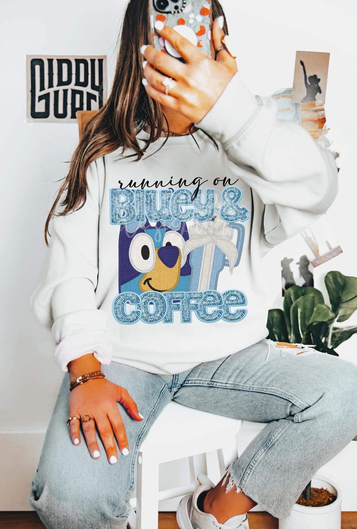 Running On Bluey Faux Embroidery Sequin - DTF