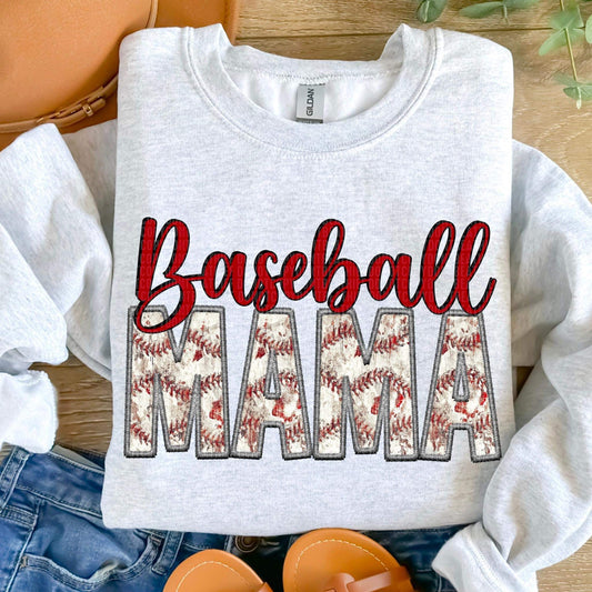 Baseball Mama Faux Embroidery Distressed - DTF