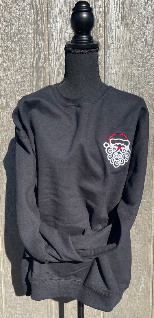 Santa Face Pocket Embroidered Sweatshirt