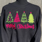 Neon Merry Christmas Trees Embroidered Sweatshirt