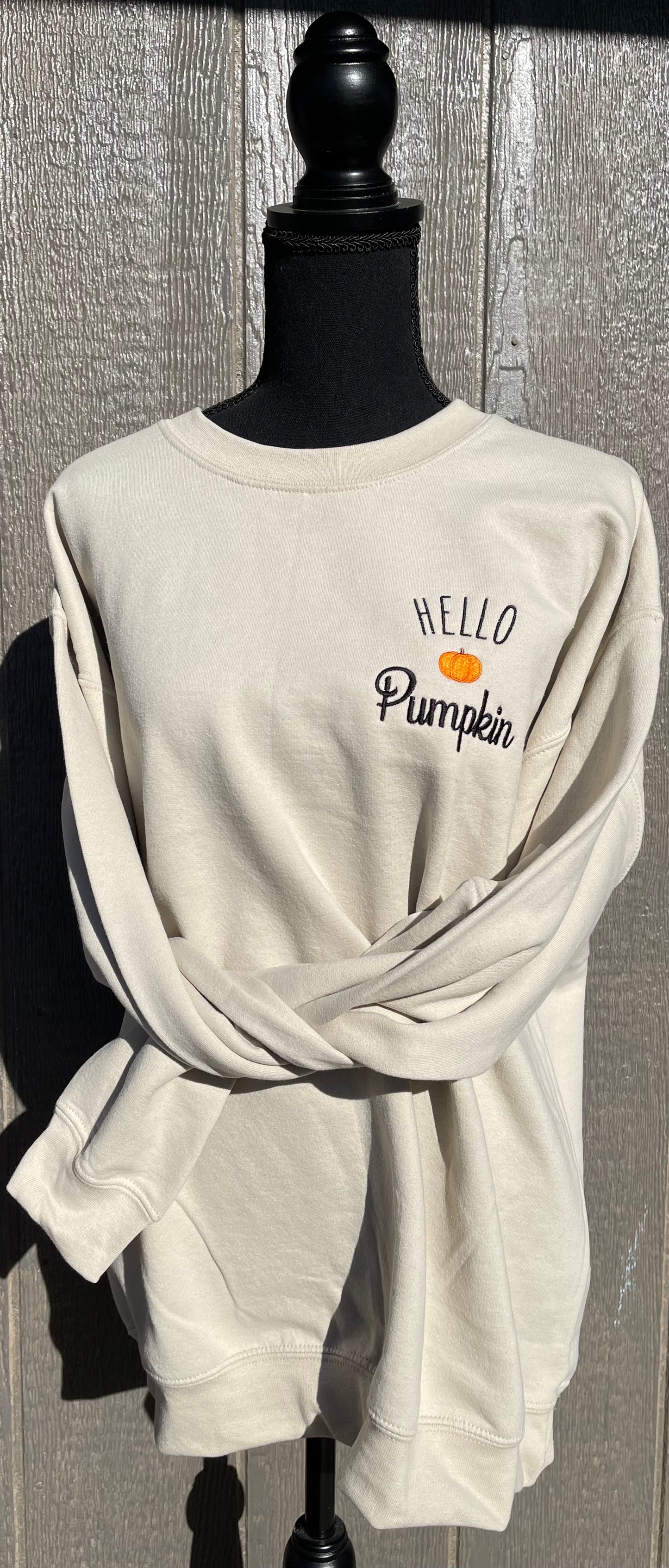 Hello Pumpkin Pocket Embroidered Sweatshirt