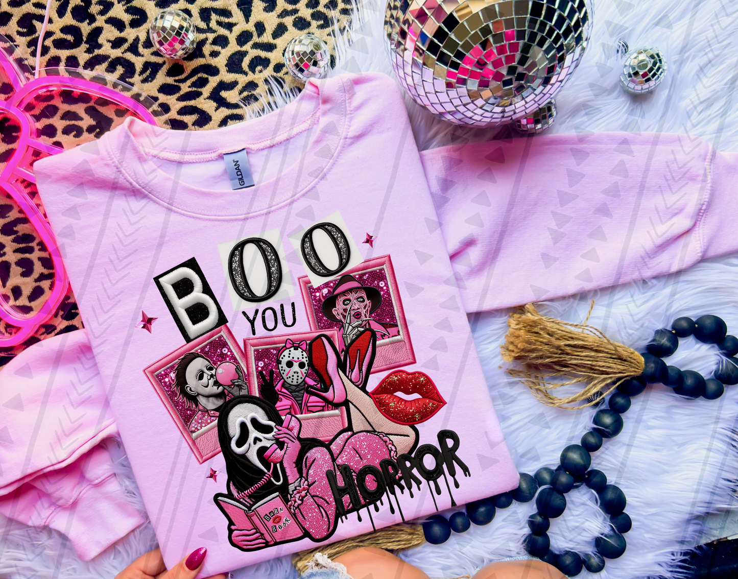 Boo you Horror faux sequin-DTF