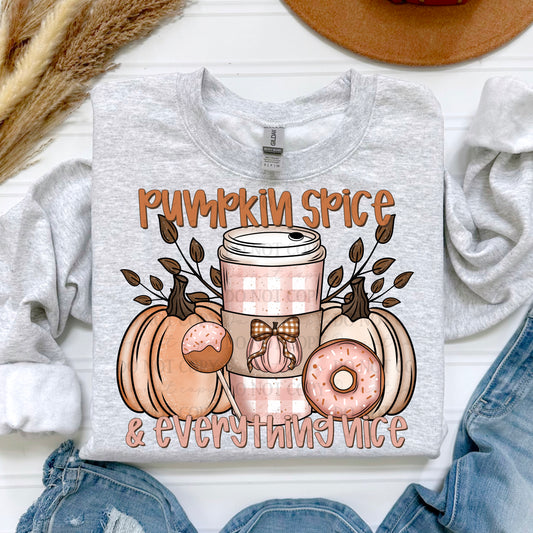 Pumpkin spice and everything nice donut coffee pumpkins-dtf