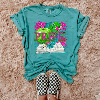 Neon School Grades apple floral (dropdown)-DTF&UV