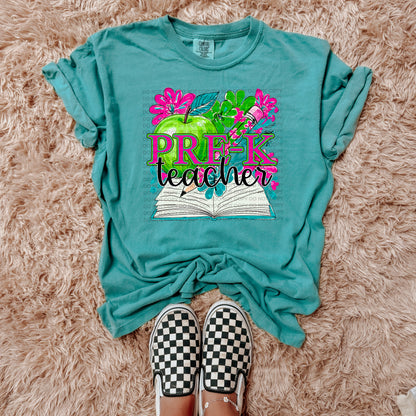 Neon School Grades apple floral (dropdown)-DTF&UV