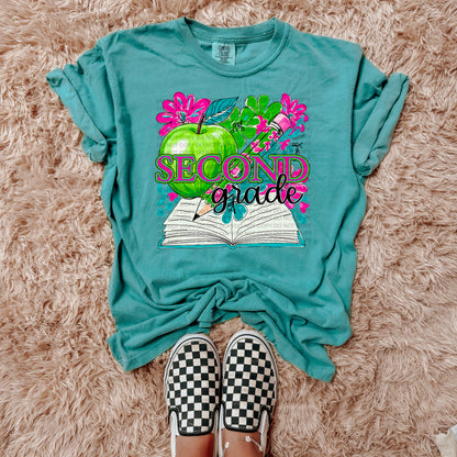 Neon School Grades apple floral (dropdown)-DTF&UV
