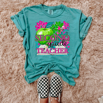Neon School Grades apple floral (dropdown)-DTF&UV
