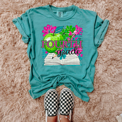 Neon School Grades apple floral (dropdown)-DTF&UV
