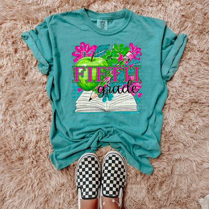 Neon School Grades apple floral (dropdown)-DTF&UV